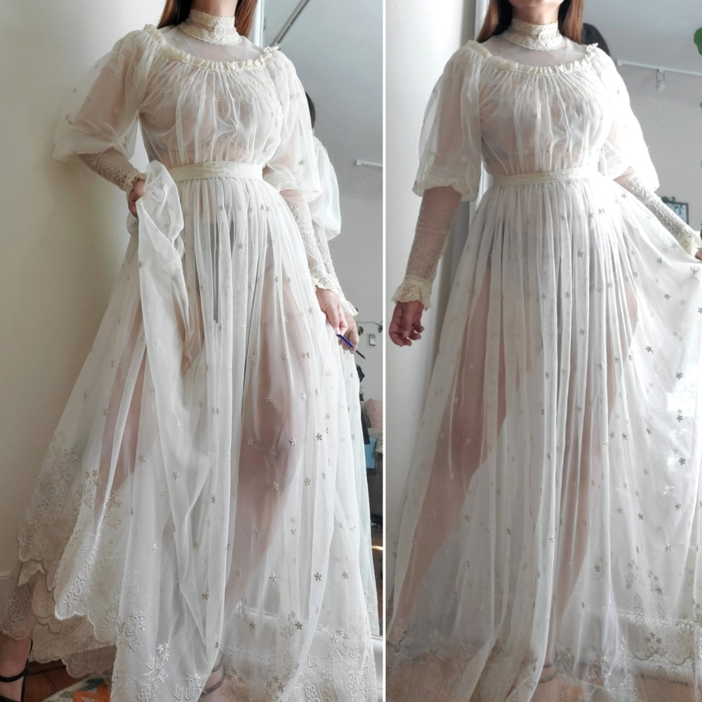 🚫SOLD🚫Vintage Mesh Bridal Dress - Picture 1 of 16